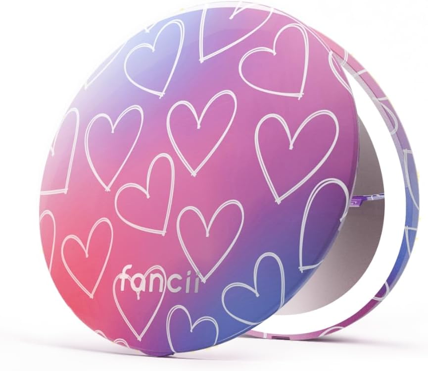 Fancii Mini Taylor Compact Magnifying Mirror with LED Light, 10x/1x, Recharge...