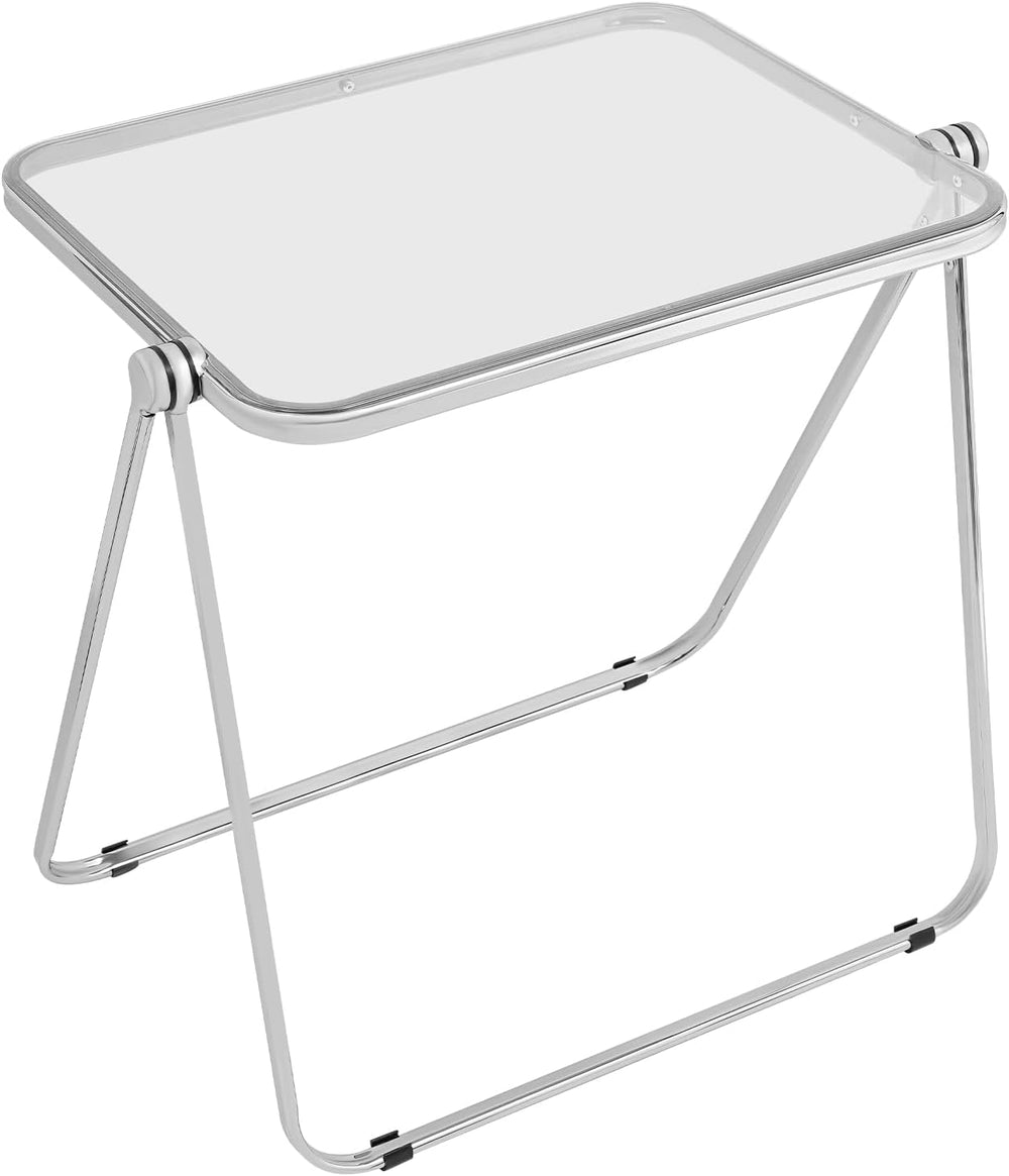 Clear Foldable Side Table - 25x20in Small TV Tray for Snack Dinner on Couch, ...