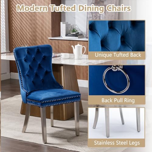 Henf 5 Piece Round Glass Dining Table Set for 4, Modern 47" Round Dining...