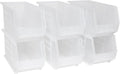 Akro-Mils 30260 AkroBins Plastic Storage Bins, Space-Saving Stackable Bins for Garage, Pantry, Craft Organization, 18" x 11" x 10", Clear, 6-Pack
