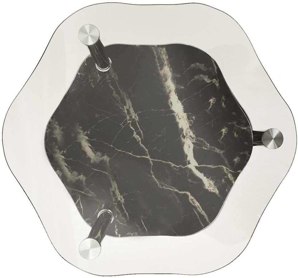 2-Tier Side Table Transparent Black 15x15x19.7 Inch Tempered Glass | Stainles...