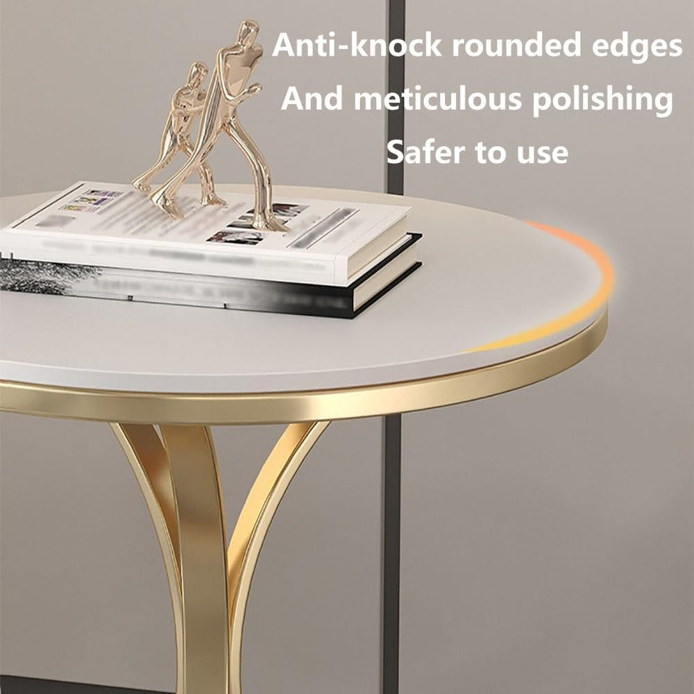 Small Round Table, Couch Side Table, Nightstand, TV Tray Table for Living Roo...
