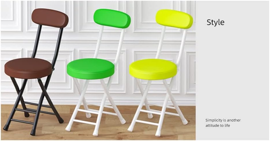 Foldable Bar Stool with Backrest, Portable Folding Chair for Kitchen, Breakfa...