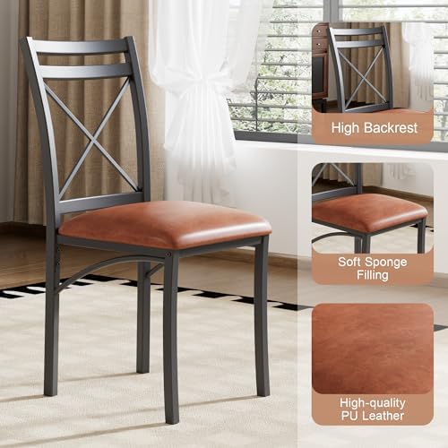 VECELO 5 Piece Dining Table Set for 4 with Chairs, Wood Grain Tabletop, Small...
