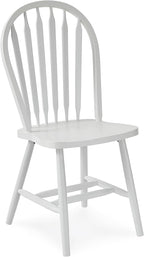 IC International Concepts Solid Wood Windsor ArrowBack Dining Chair with Plain Legs, White