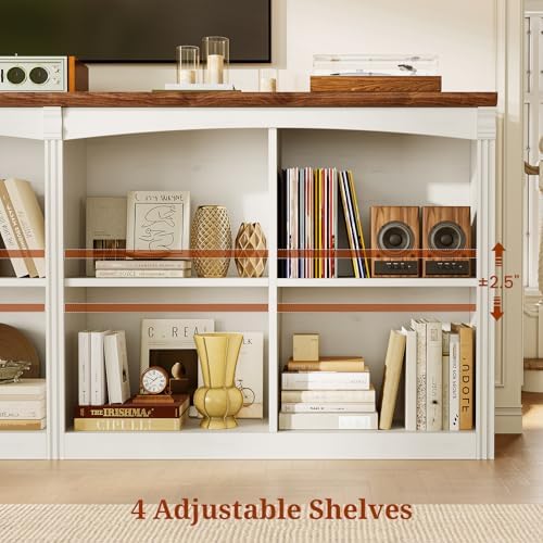 UPOSOJA 63’’ Extra Long 8 Cube Storage Organizer Bookcase,Long Bookshelf, Cub...
