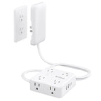 TROND Power Strip with Outlet Cover - Short Flat Extension Cord 3FT with 8 AC Outlets & 4 USB Ports, 13A/1625W, 1700J Surge Protector, Indoor Cord Concealer for Kitchen Home Improvement Essentials