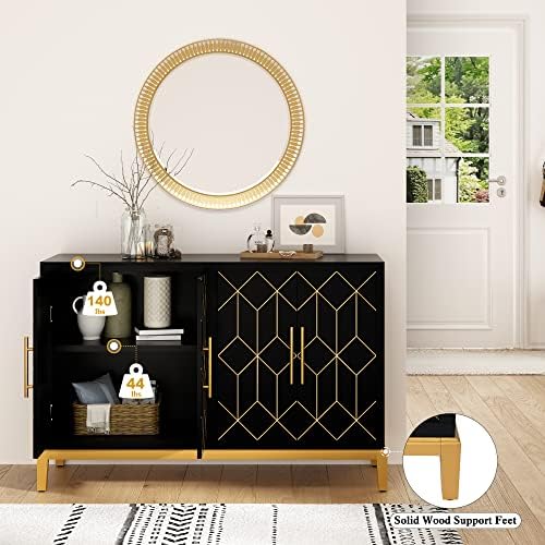 HLR Accent Cabinet with 4 Doors&Shelves, Sideboard Buffet Cabinet with Go...