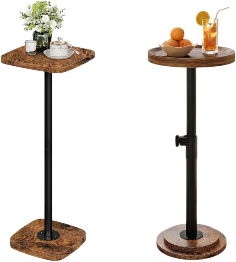CHOEZON Small Side Table and Height Adjustable Drink Table Bundle, for Small ...