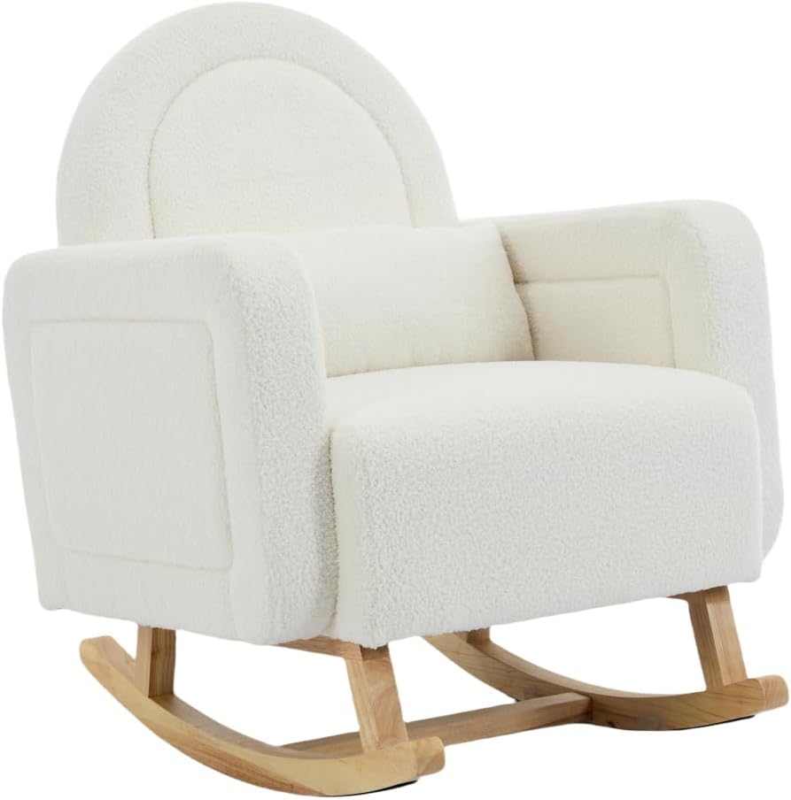 Accent Rocking Chair with Pillow, Ultimate Comfort for Your Home, Teddy Velve...