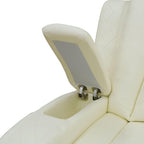 Electric Power Recliner Sofa Living Room Furniture, Comfy Home Theater Breathing Leather Seating with USB 2.0 Charging Ports, LED Light Strips, Fold-Down Table & Wireless Charging Device (White)