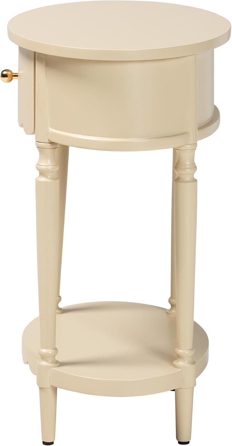 Bali & pari Liba End Table - 1-Drawer Accent Table with Scalloped Detaili...