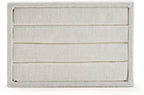 Oirlv linen 3 Slots Ring Earrings Display Trays Showcase Jewelry Organizer (creamy-white,rectangle)