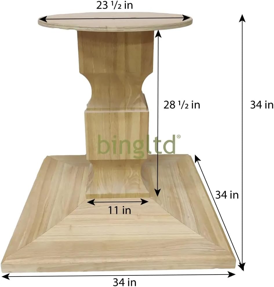 BingLTD - 28" Tall Unfinished Chelsea Square Pedestal Table Base (WH-Che...