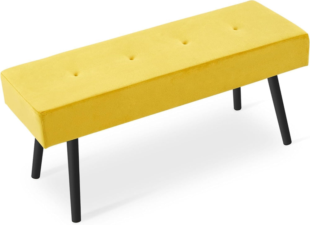 Modern Ottoman Bench, 40 Inch Upholstered Bench with Metal Legs, End of Bed B...