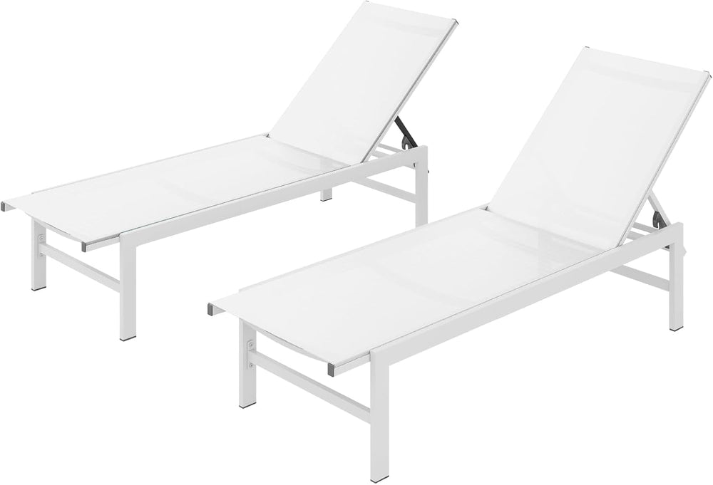 Vexwalx Outdoor Lounge Chairs Set of 2, Aluminum Patio Chaise Lounge Chairs w...