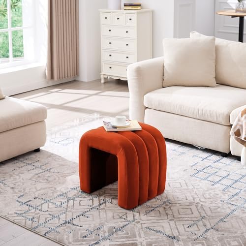 ONEVOG Velvet Pouf Ottoman, Small Ottoman Foot Rest for Couch, 18 Inch Cute V...
