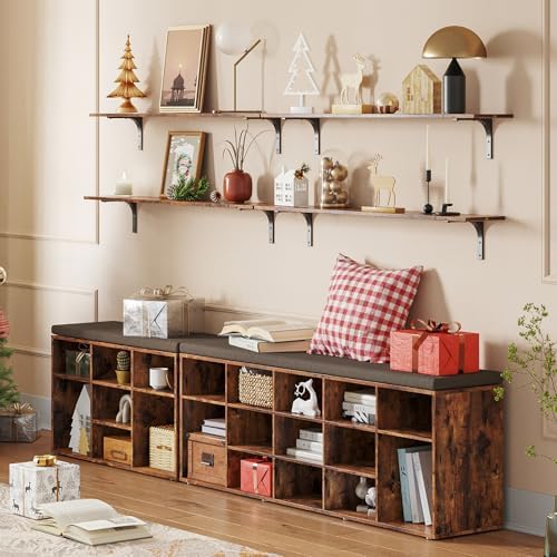 DINZI LVJ Shoe Storage Bench with Cushion, 15-Cubby Shoe Rack with Seat | 50....