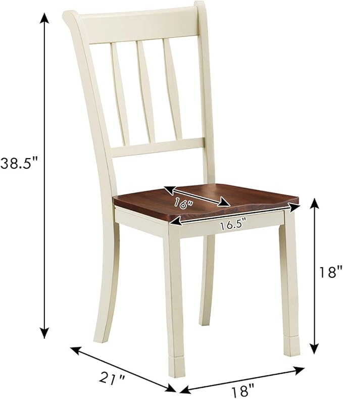 Giantex Wood Dining Chairs Set of 4, Armless Kitchen Chairs w/Solid Rubber Wood Frame, Easy to Assemble Dining Side Chair, Farmhouse Dining Room Chairs