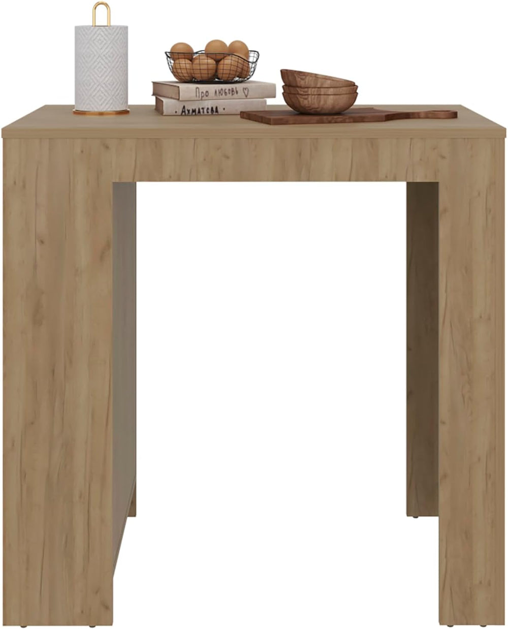 Kitchen Island with Dining Surface and Storage Shelves | Three side shelves f...
