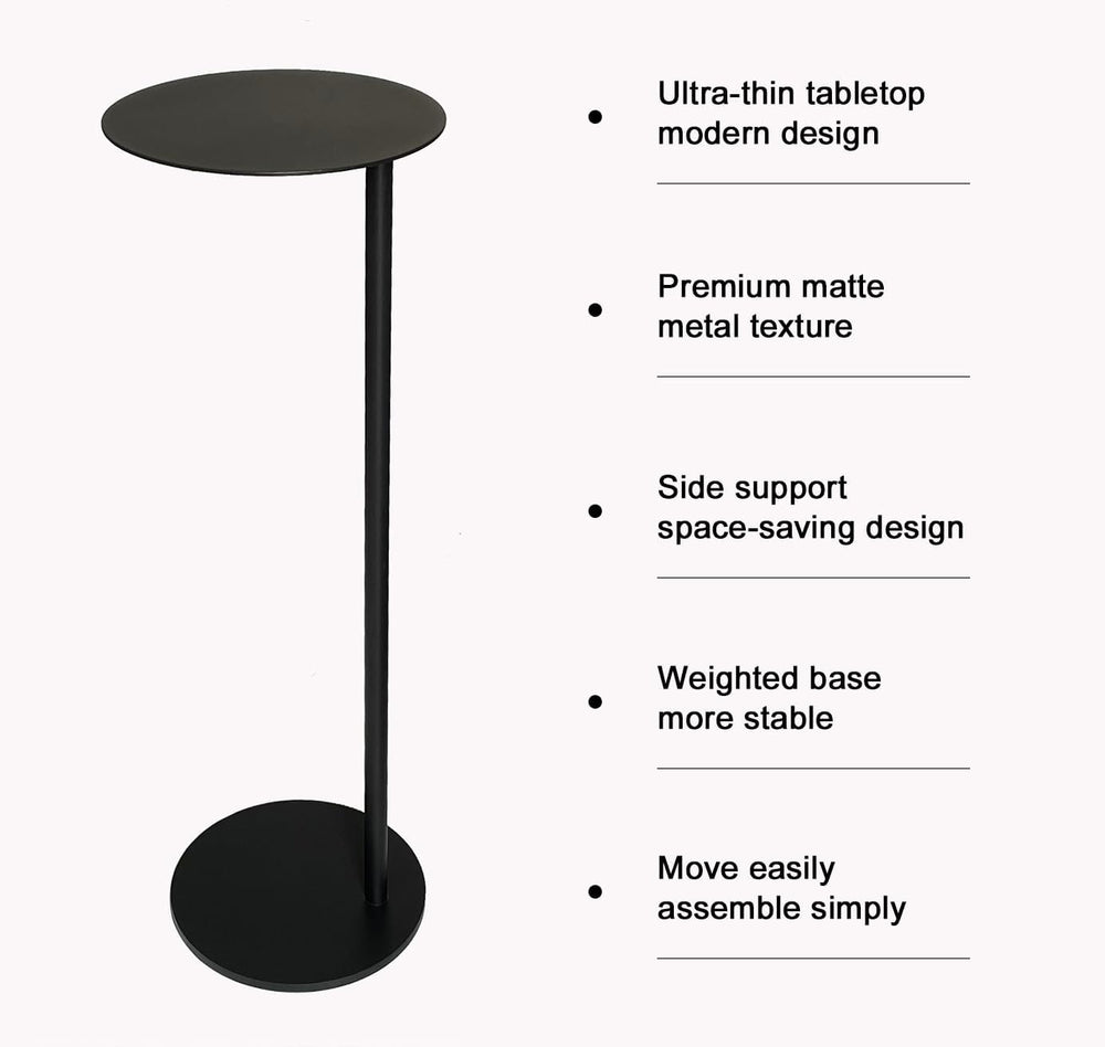 Premium Round Mini Side Table, C Shaped End Table, Drink Table, Small Pedesta...