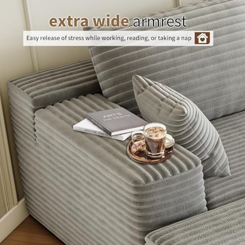 135.4" Cloud Modular Sectional Couch with 1 Ottoman,Modern Minimalist Up...
