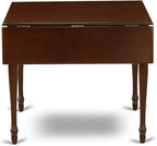East West Furniture MZCL5-MAH-W 5 Piece Dining Room Table Set Includes a Rectangle Dining Table with Dropleaf and 4 Wood Seat Chairs, 36x54 Inch, Mahogany