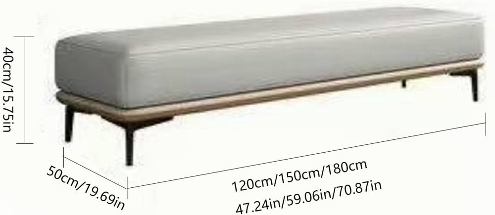Modern Bedroom Bench, PU Leather Entrance, Upholstered Bed Stool with Metal L...