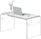 Premium Need Assembly 32" Acrylic Coffee Table,Clear Lucite Coffee Table for Living Room,Rectangle Plexiglass Center Waterfall Table,Supports 180 LBS,32"x16"x16",0.6" Thick Fit for 2 Seat Sofa