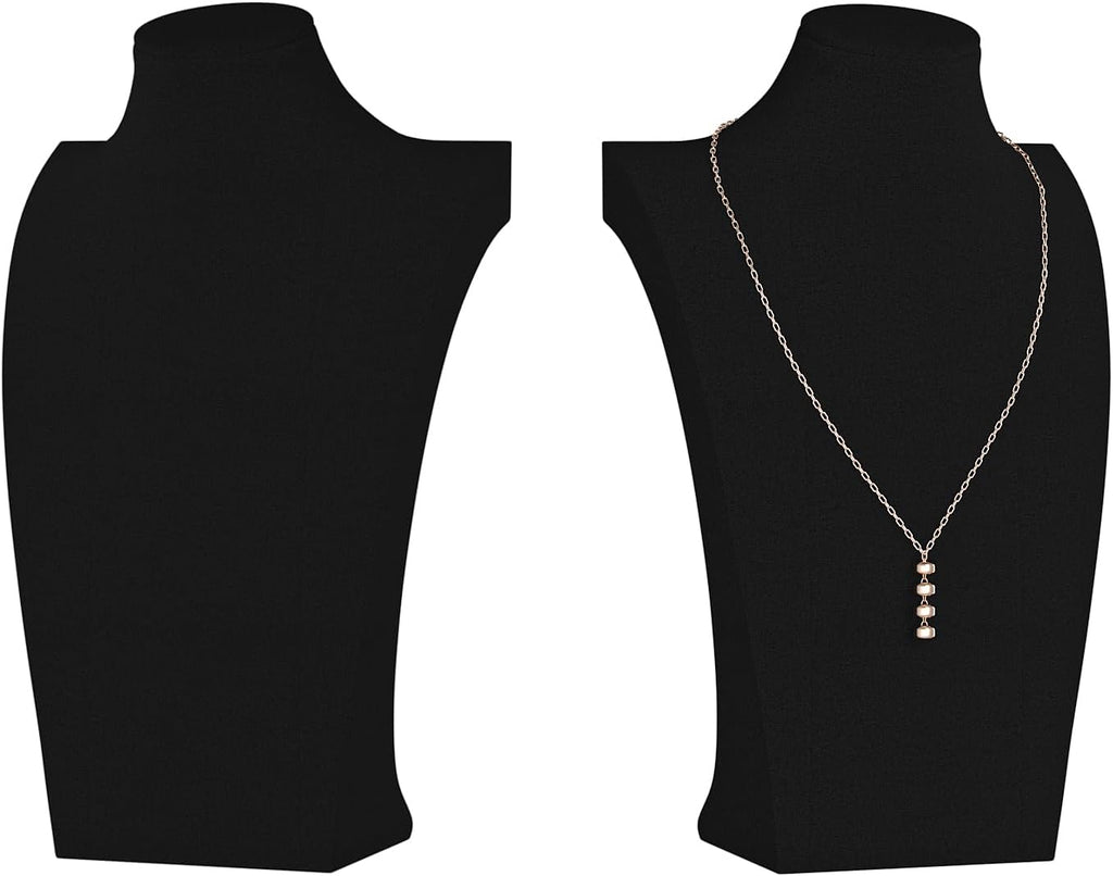 Necklace Bust Display Stand, Necklace Holder, Pendant Chain Necklace Organizer for Women (Black Velvet, L 2PCS)