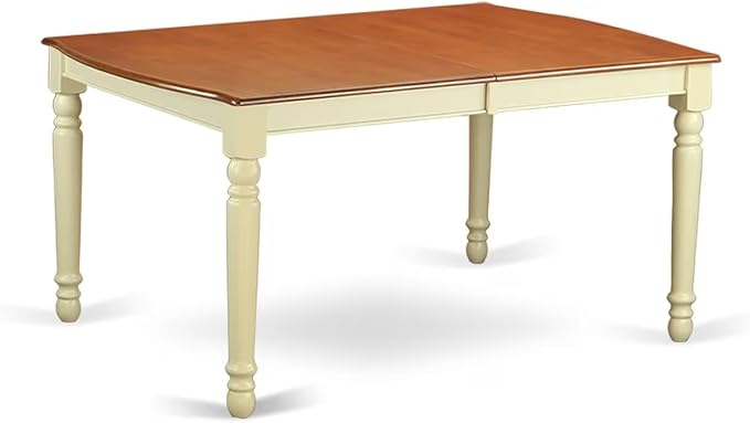 East West Furniture DOPL5-WHI-C 5 Piece Dinette Set for 4 Includes a Rectangle Dining Room Table with Butterfly Leaf and 4 Linen Fabric Kitchen Dining Chairs, 42x78 Inch, Buttermilk & Cherry
