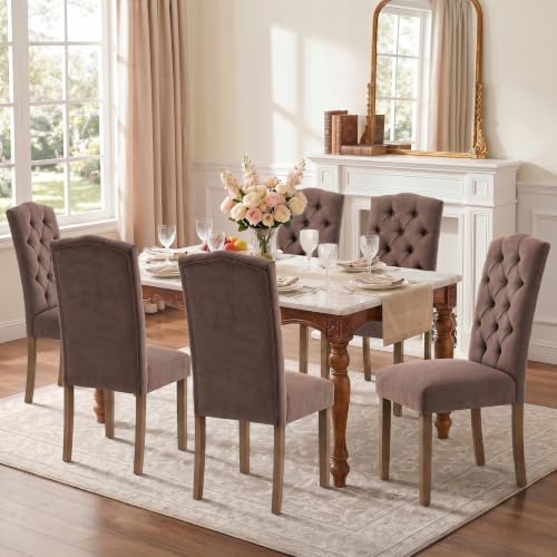 Tufted Dining Chair Fabric Button Upholstered Modern Kitchen Diner Set of 2 |...