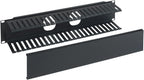 ICC 2U Finger Duct Cable Manager Panel with Cover, Plastic with Metal Back Frame, 3" Depth, Horizontal Cable Management, Rackmount for 19” Network Racks, Black, Single Pack
