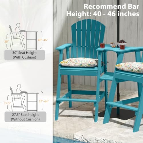 Sundale Outdoor Tall Adirondack Chairs Set of 2 with Table, Patio HDPE Bar