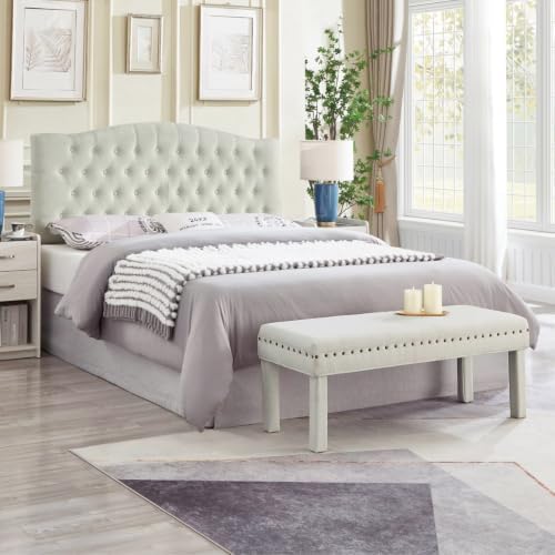 24KF Boucle Upholstered Tufted Button Queen Headboard and Comfortable Fashion...
