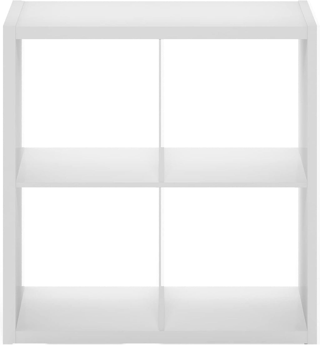 Furinno Hermite 4-Cube White Coffee Bar, Kitchen Island, Kitchen Storage, Bakers Rack, for Pantry Organizers and Storage, Kitchen Organization, Plain White