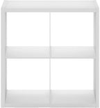 Furinno Hermite 4-Cube White Coffee Bar, Kitchen Island, Kitchen Storage, Bakers Rack, for Pantry Organizers and Storage, Kitchen Organization, Plain White
