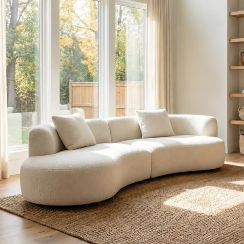 Acanva Formia Boucle Curved Sectional Couch for Living Room