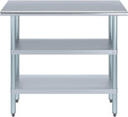 AmGood Stainless Steel Work Table with 2 Shelves | NSF | Metal Utility Table (48" Long x 14" Deep)