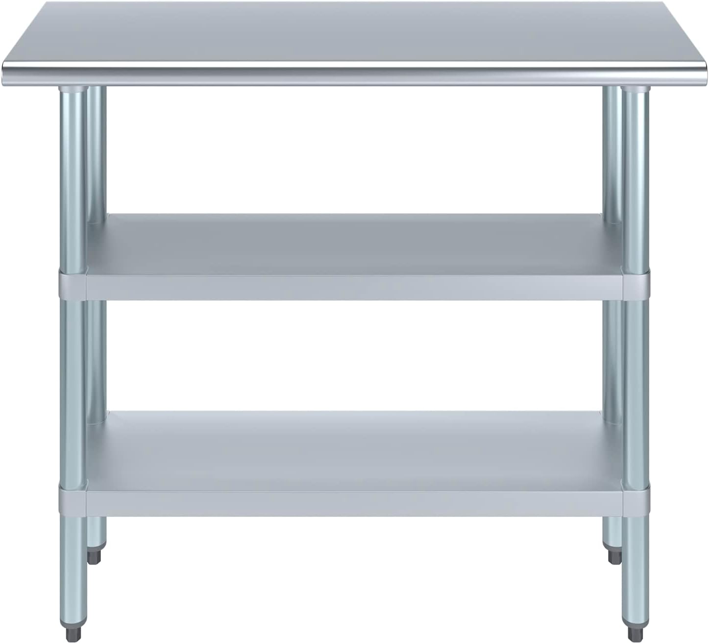 AmGood Stainless Steel Work Table with 2 Shelves | NSF | Metal Utility Table (48" Long x 14" Deep)