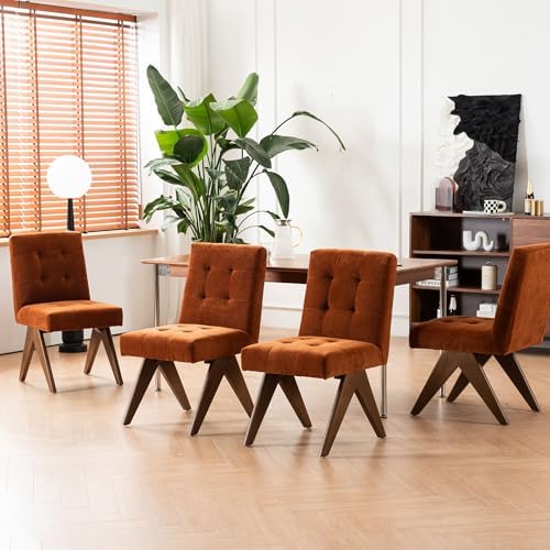Rowill Modern Upholstered Dining Chairs Parsons Chair Linen Fabric Kitchen Ch...
