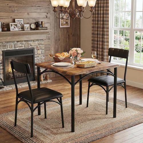 GAOMON Dining Table Set for 2, Kitchen Table and Chairs for 2 with Upholstere...
