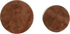 Nesting Coffee Table Set of 2, Modern Round Coffee Table and End Table Set, Brown Burl Center Table Circle Side Table for Living Room Bedroom Office