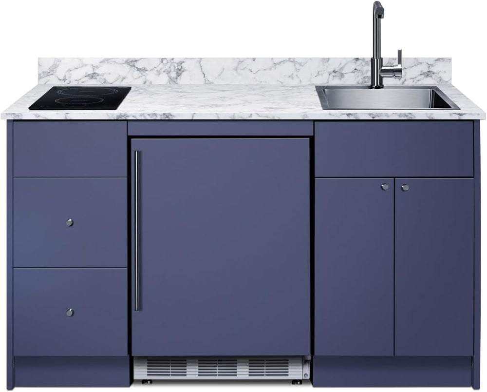 Summit 63" All in One Kitchenette, Navy Blue - CALDERAMN35I | Includes: ...