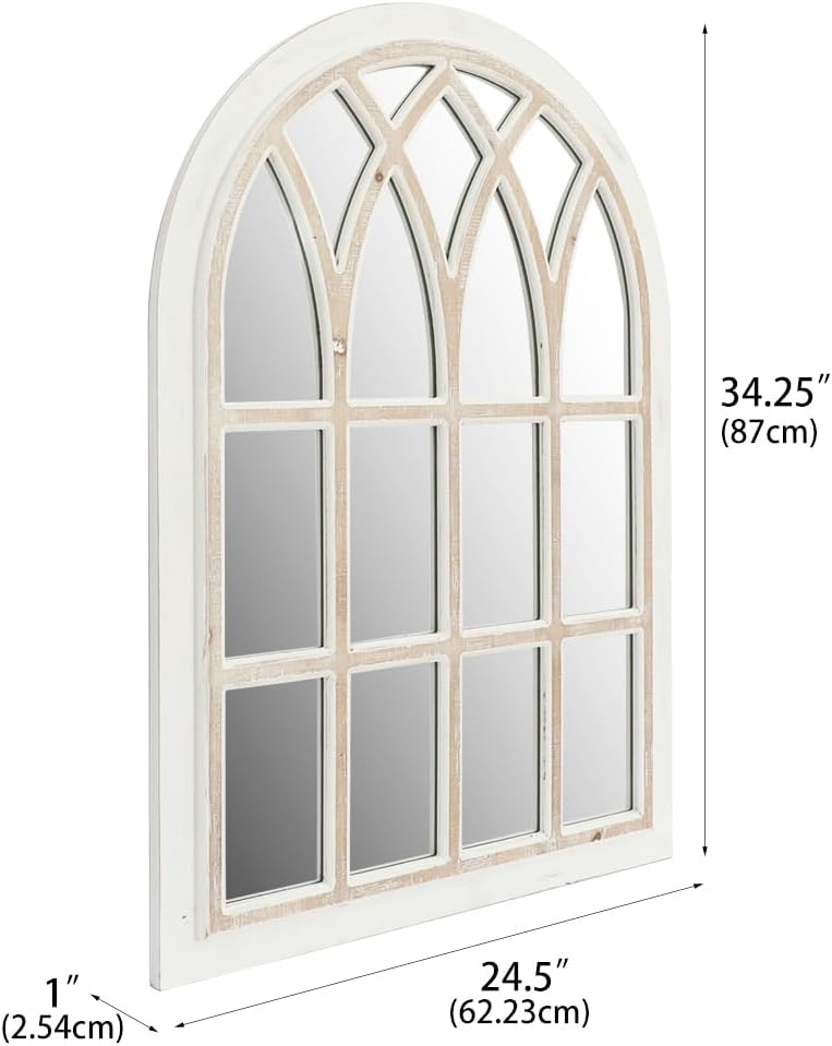 Farmhouse Window Pane Mirror, Large Decorative White Wall Mirror