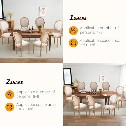 SoarFlash 5 Piece Extendable Dining Table Set for 4-8 Person, Wooden Dining R...