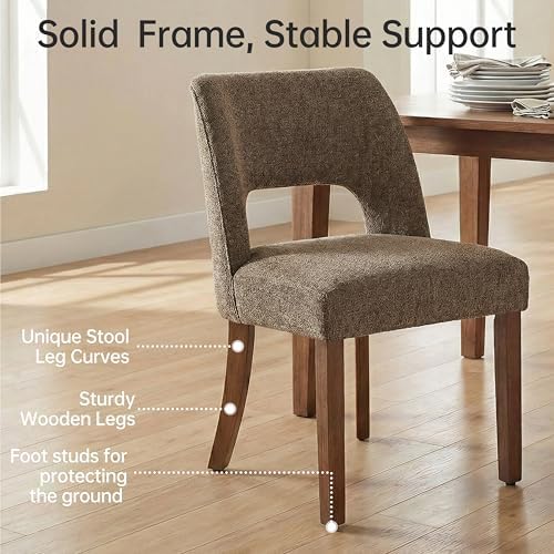 keoni Wooden Dining Chairs Set of 4 with Rubberwood Legs and Open Back
