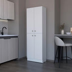 Modern Kitchen Pantry, Storage Cabinet, White, Engineered Wood, for Dining Room, Easy to Clean