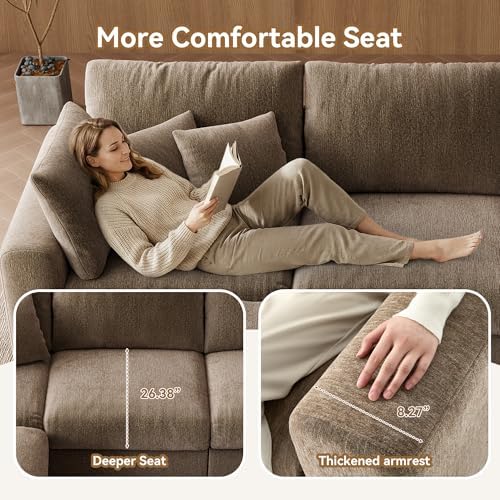 WorthFurni 110” Cloud Sectional Couches for Living Room, Modular Sectional So...