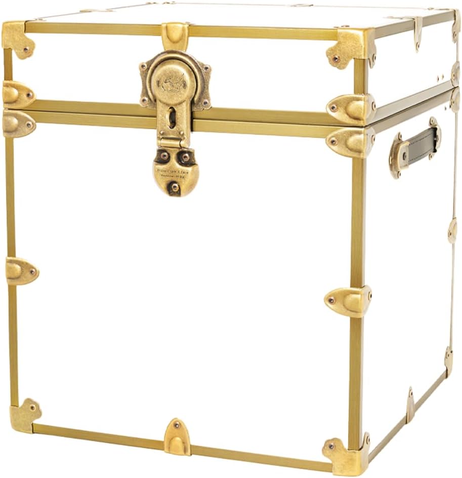Rhino Classic College Dorm Cube Trunk, Antique Brass Storage Chest, Bench | 1...